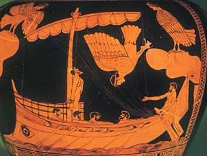 Ulisse e le Sirene. Decorazione di un vaso ateniese, tardo VII-primo V secolo a.C. British Museum, Londra
